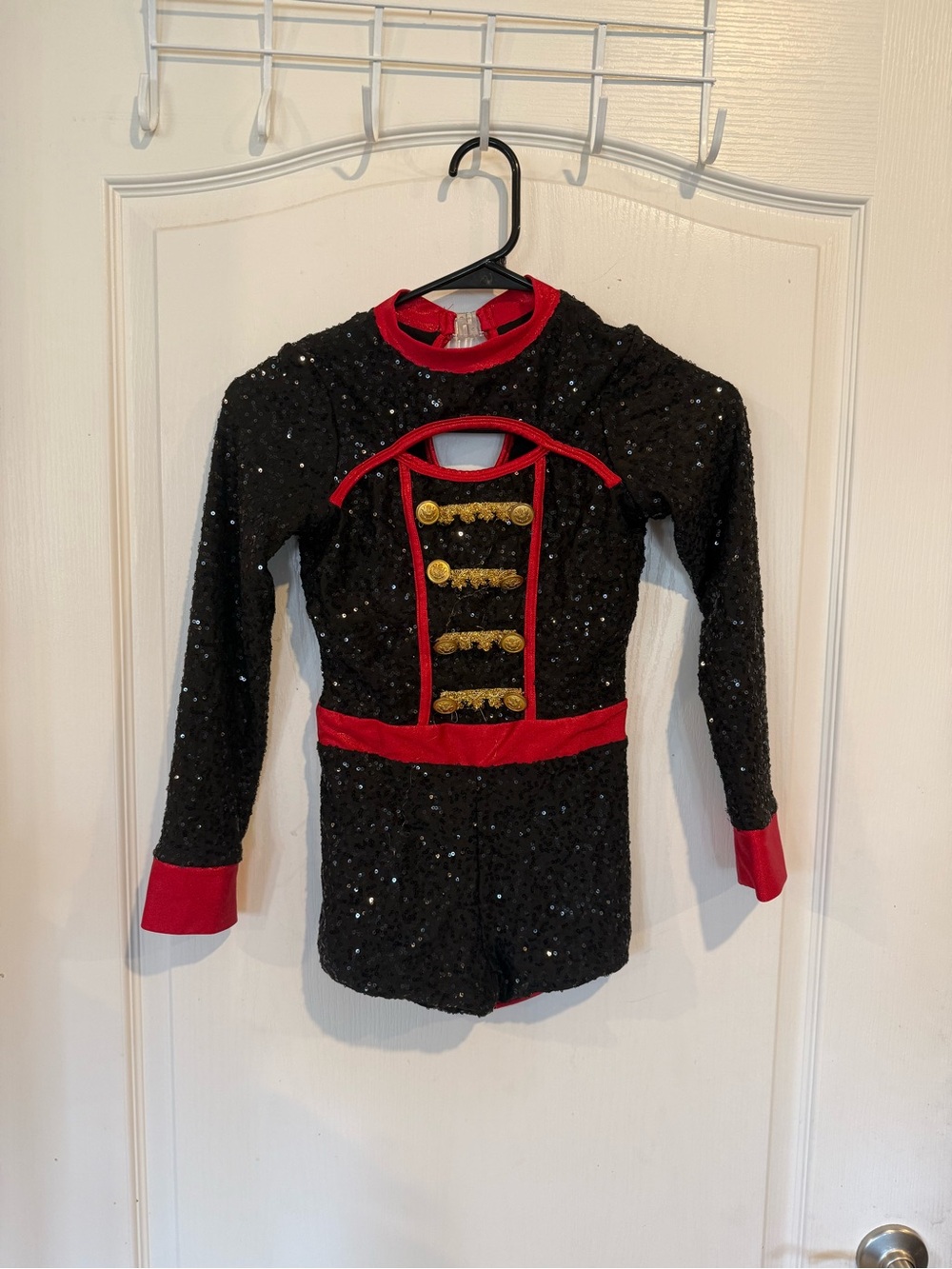 Glamour costume girls black sequin circus ringmaster dance recital costume large